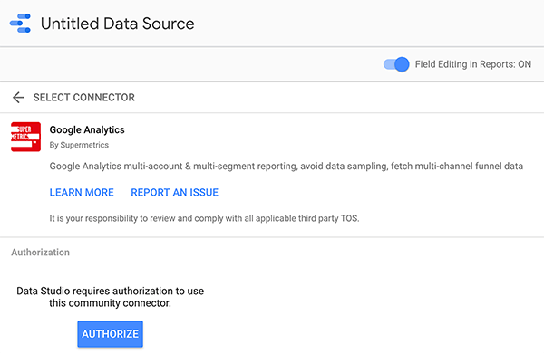 Como conectar uma fonte de dados ao Google Data Studio, dica 2