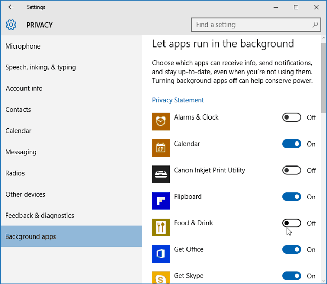 Desativar aplicativos em segundo plano Windows 10