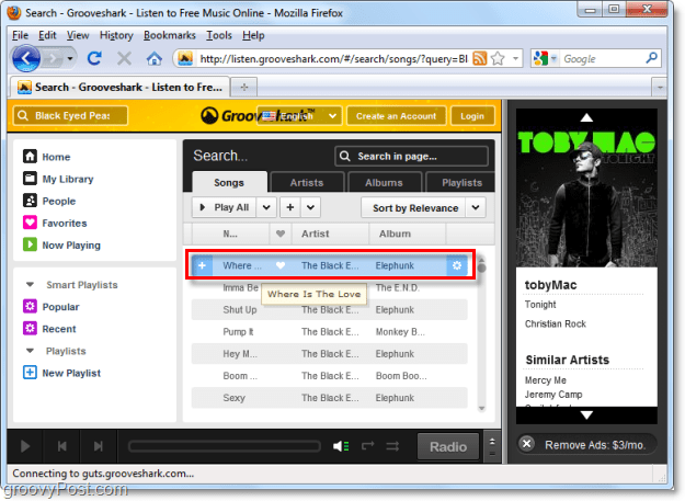Grooveshark toca qualquer música que você quiser