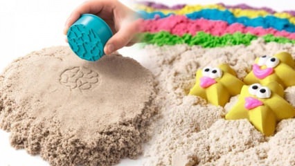 Areia cinética que faz para crianças! Como fazer areia cinética prática (areia da lua) em casa?