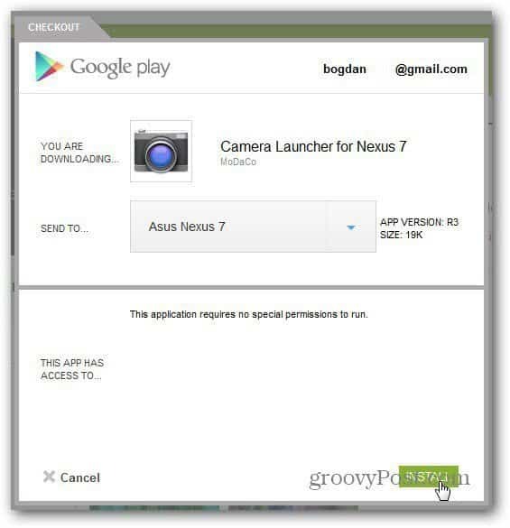 câmera de instalação do google nexus 7