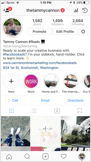 Destaques do Instagram com capa da marca.