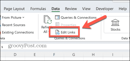 links de edição do excel