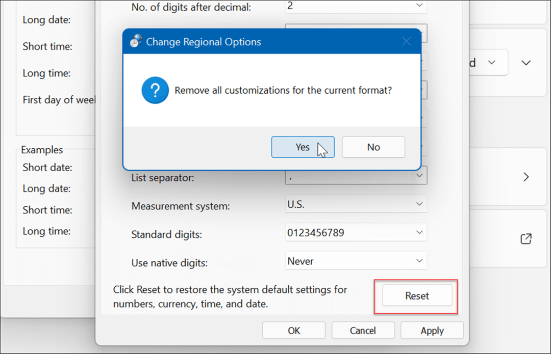 redefinir as configurações de região no Windows 11