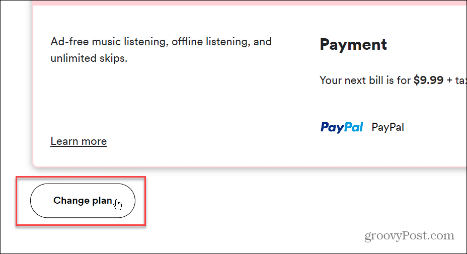 Alterar forma de pagamento no Spotify
