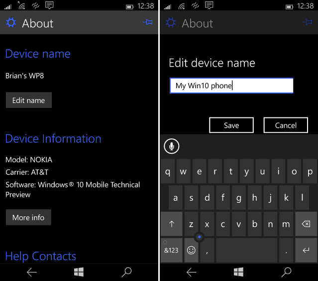 Alterar o nome do Windows Phone