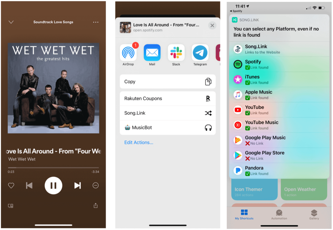 Atalhos da Siri para o Spotify Siri compartilham músicas