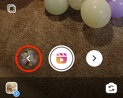 botão de menu de seta para a esquerda permitindo revisão e edição de clipes do Instagram