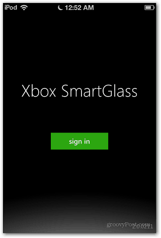 Xbox SmartGlass Iniciar sessão iOS