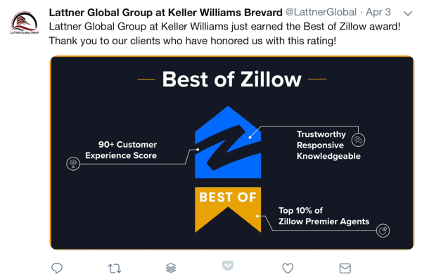 Como usar a prova social em seu marketing, prêmio de exemplo e agradecimento social aos clientes por Lattner Global Group em Keller Williams Brevard