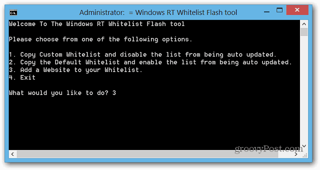 Ferramenta Flash da lista de permissões do Windows RT