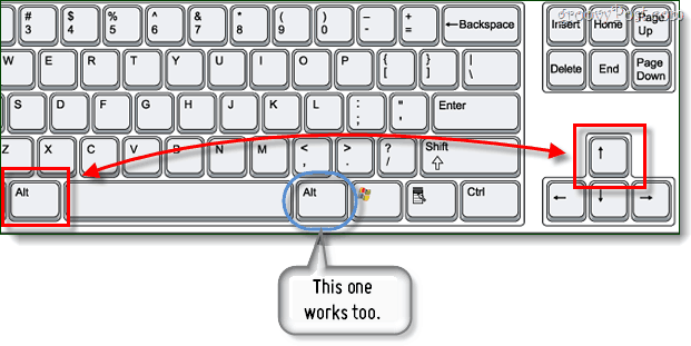 atalho de teclado do botão up
