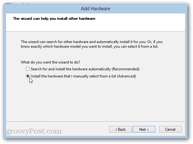 adicionar hardware avançado no Windows 8 (instalação do adaptador de loopback)
