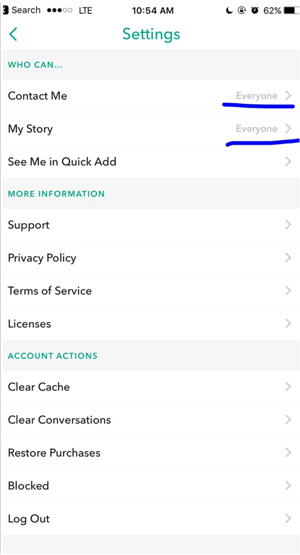 Altere as configurações do Snapchat para que qualquer pessoa possa entrar em contato com você.