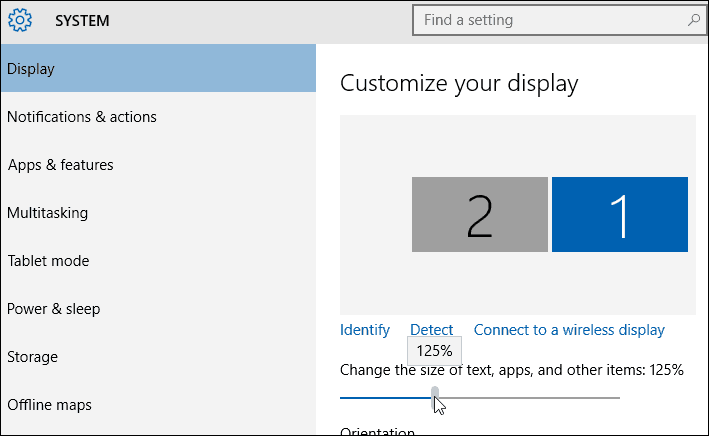 Configurações de tamanho de texto Windows 10