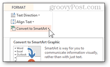 arte inteligente converter em lista com marcadores smartart bullet powerpoint power point converter 2013 recurso botão formato opções