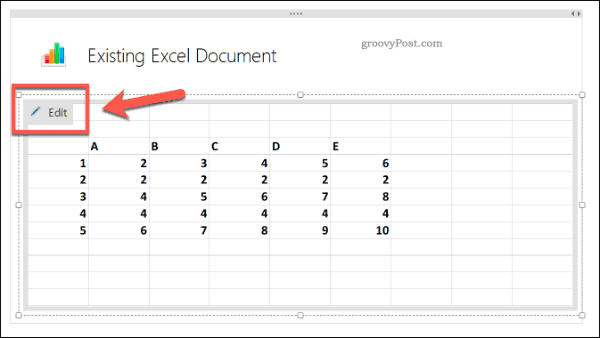 Editando uma planilha do Excel existente no OneNote