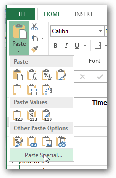 excel colar especial 2013