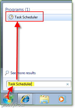 Captura de tela: Agendador de tarefas de inicialização do Windows 7