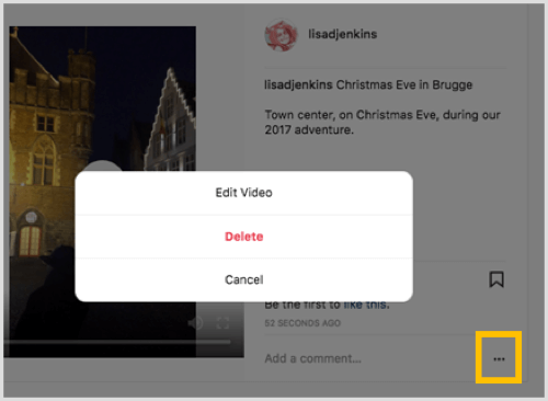 Toque no botão de 3 pontos e selecione Editar vídeo no menu pop-up.
