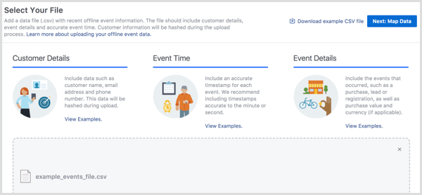 Facebook Business Manager carrega eventos offline