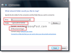 Mapear uma unidade de rede no Windows Vista e Server 2008 no Windows Explorer