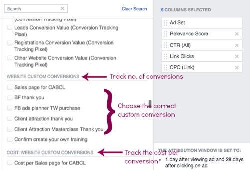 Crie uma tabela de resultados de anúncios personalizados do Facebook.