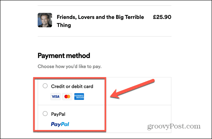 opções de pagamento spotify