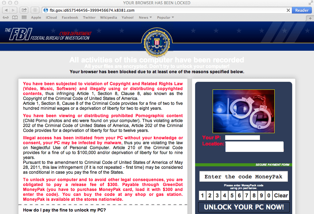 Sites de Ransomware posando como alvos do FBI Mac OS X - Como impedir