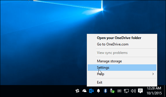 Bandeja do sistema Windows OneDrive 10