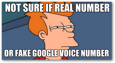 Não tenho certeza se o número real ou o número de voz falso do Google