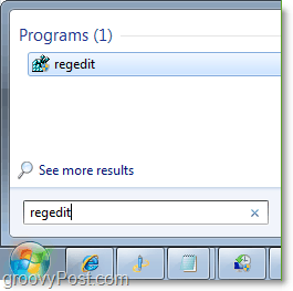 acessar regedit no Windows 7 no menu Iniciar