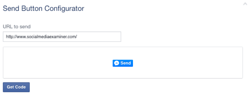 botão enviar do Facebook definido como url