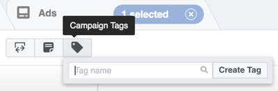 No Power Editor, clique no botão Campaign Tags.