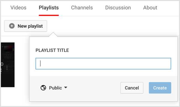 Canal do YouTube criar playlist
