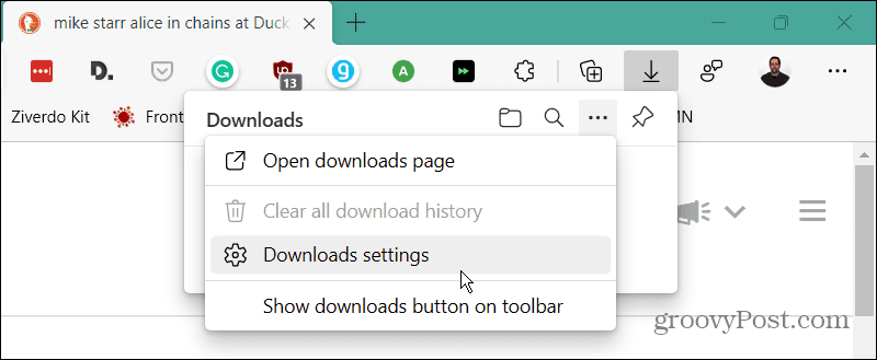 configurações de downloads