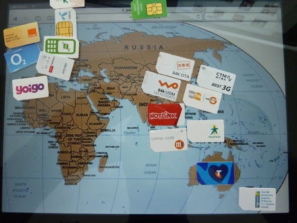Mapa mundial de cartões SIM