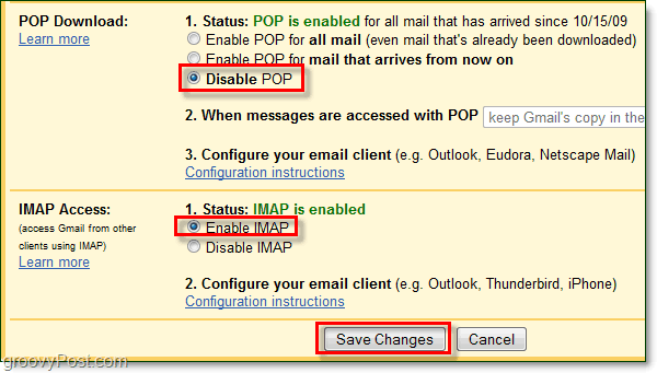 Conectar o Gmail ao Outlook 2010 usando IMAP