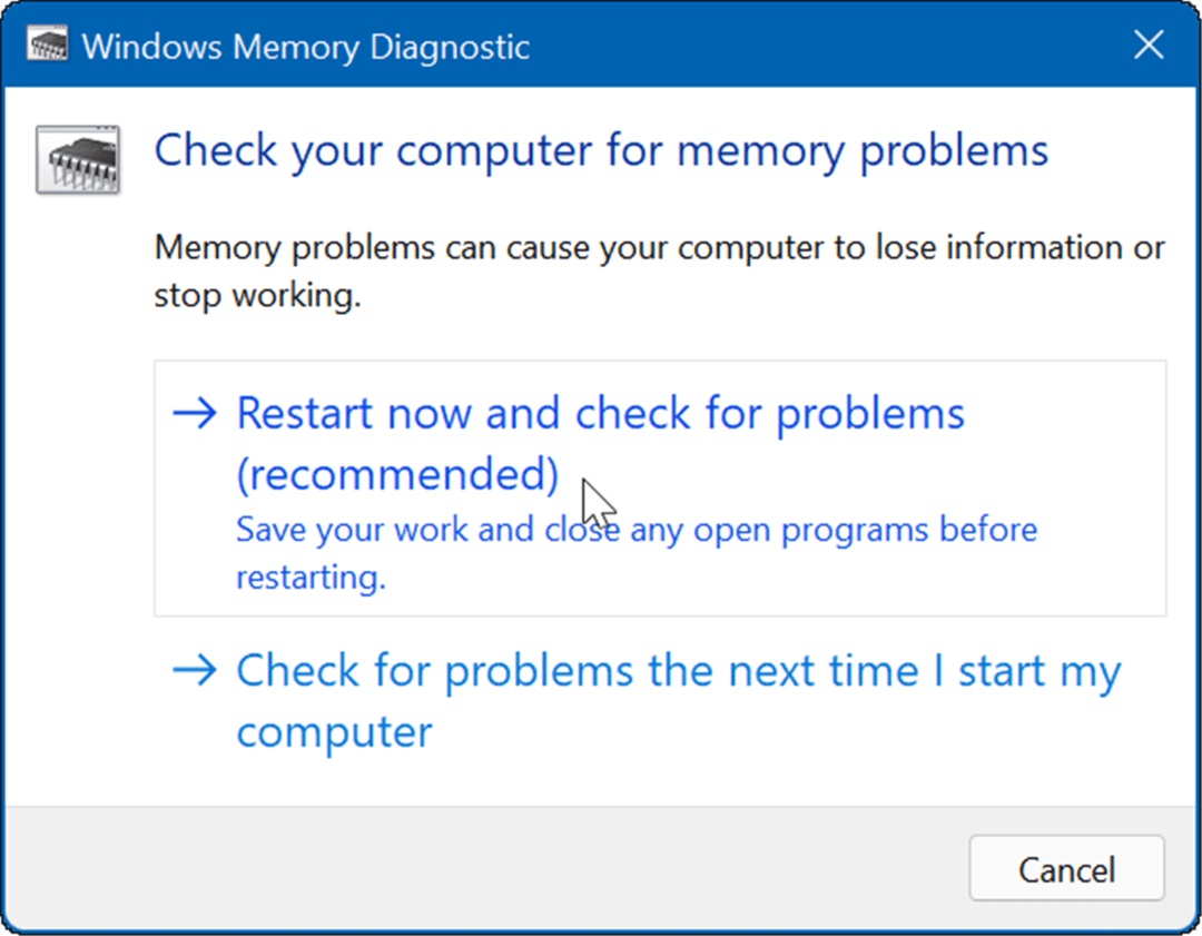 diagnostico de memoria do Windows