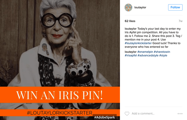 Para um concurso de hashtag do Instagram, peça aos usuários que postem uma foto junto com a hashtag de sua campanha.