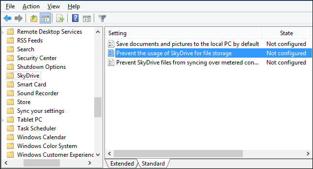 Como ocultar ou desativar o SkyDrive / OneDrive no Windows 8.1