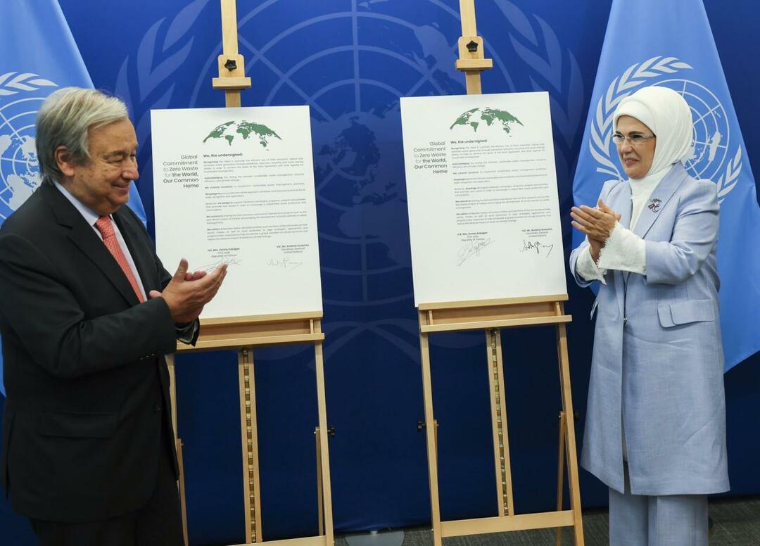 Emine Erdoğan se reuniu com o secretário-geral da ONU como parte do projeto lixo zero