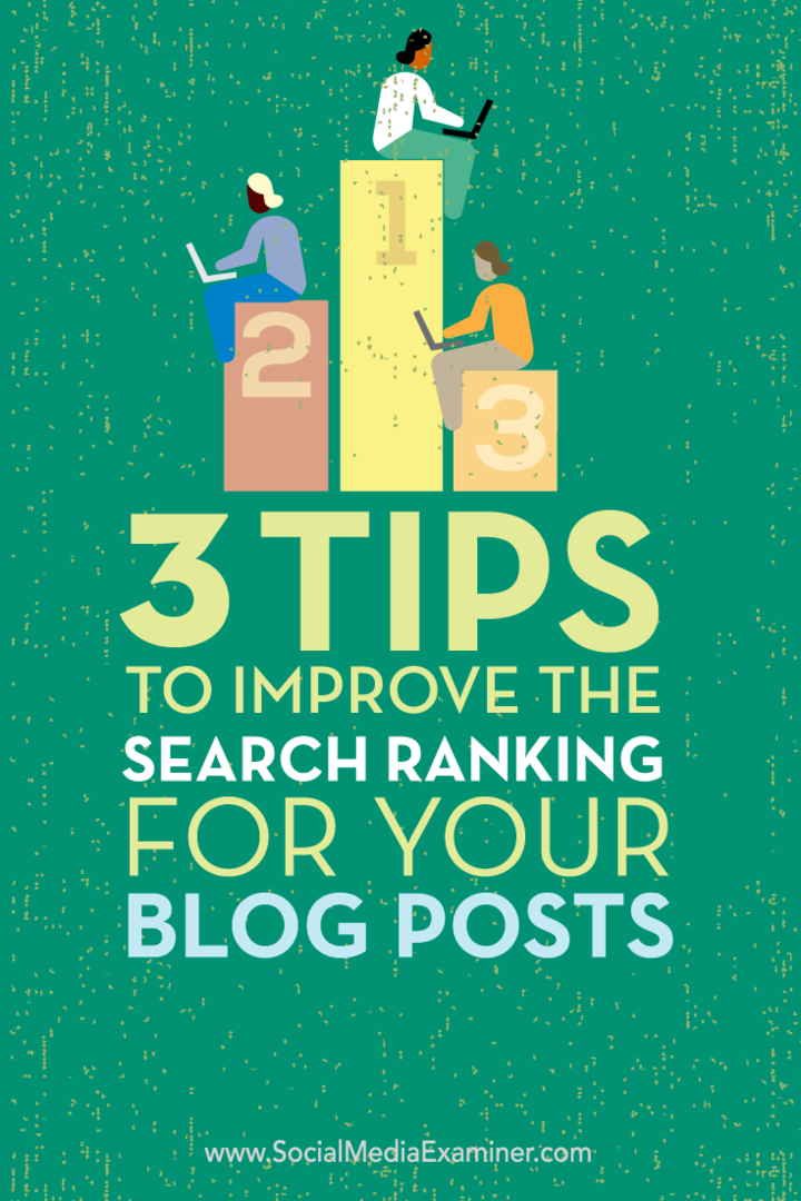 Dicas sobre três maneiras de melhorar a classificação de pesquisa das postagens do seu blog.