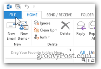 Adicionar Caixa de Correio Outlook 2013 - Clique em Arquivo