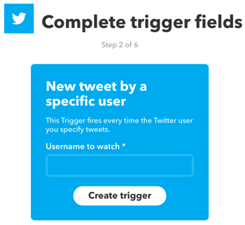 Configure um miniaplicativo IFTTT que é acionado por um novo tweet de um usuário específico do Twitter.