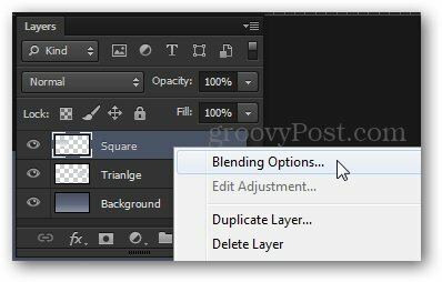 opções de mesclagem acessar no menu de contexto tutorial do photoshop