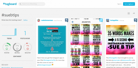 Use Tagboard para reivindicar e verificar suas hashtags exclusivas no Instagram. 