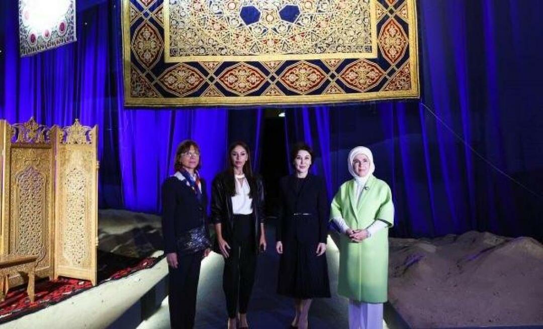 A primeira-dama Erdoğan compartilhou agradecimentos a Ziroat Mirziyoyeva, esposa do presidente do Uzbequistão