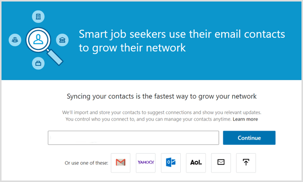 A ferramenta do LinkedIn para sincronizar seus contatos de e-mail com sua conta do LinkedIn