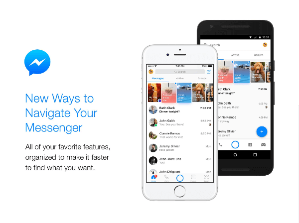 O Facebook anuncia um novo visual e novos recursos para a tela inicial do Messenger.